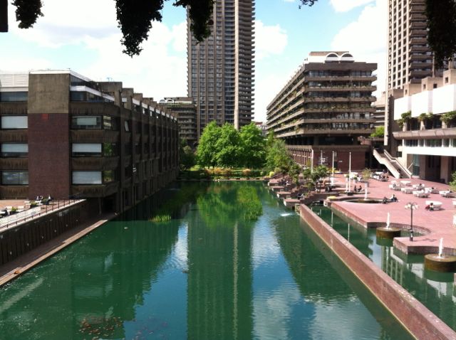 Overlooking the Barbican lake