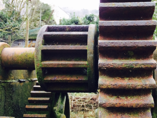 Close-up of winding gear for a sluice gate